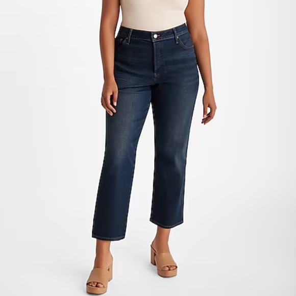 Express Relaxed Straight Ankle High Rise Jeans - Picture 1 of 9
